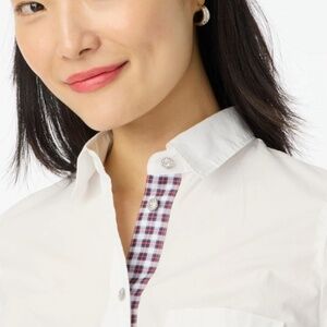 J Crew Factory White Tartan Button Up Shirt Small